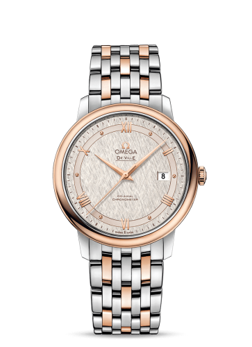 Omega De Ville Prestige Co-Axial 39.5 Stainless Steel / Red Gold / Vintage Silver Silk / Bracelet